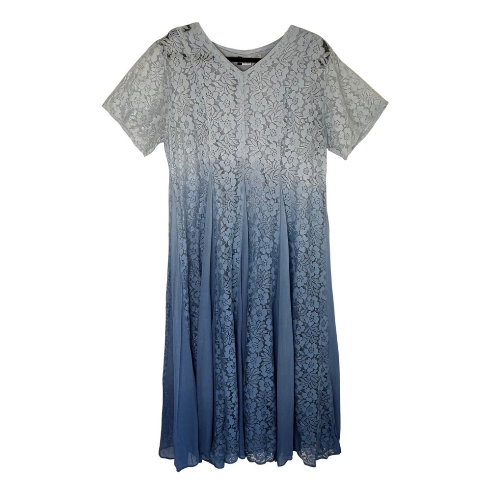 Y2K Together! Blue Lace Midi Dress Size‎ 12 Mermaid Fairy Ethereal Empire Waist